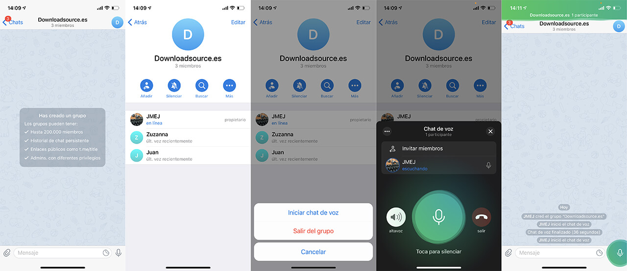 telegram permite el uso de chats de voz