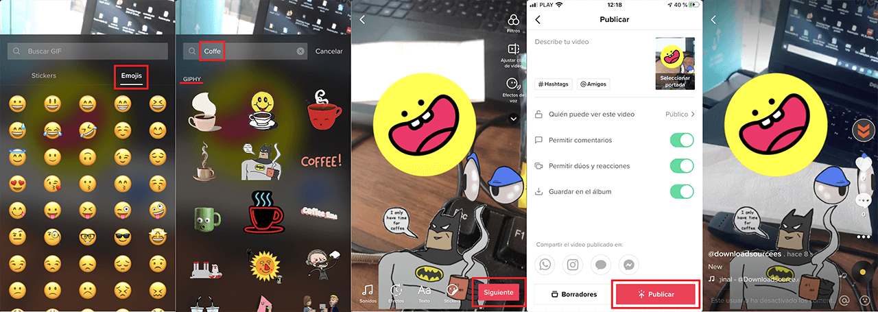 como añadir stickers gif y emojis a tus videos de tiktok