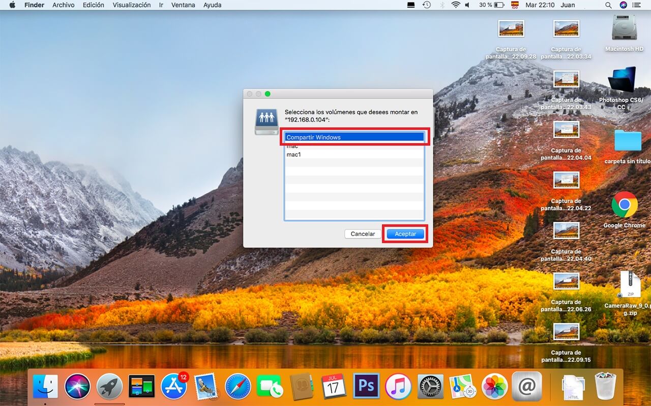 carpeta compartida en mac osx