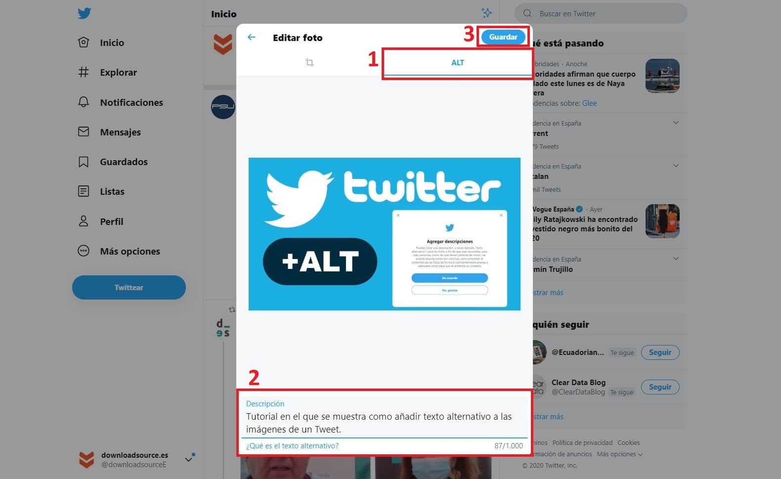texto alt en imagenes de twiter