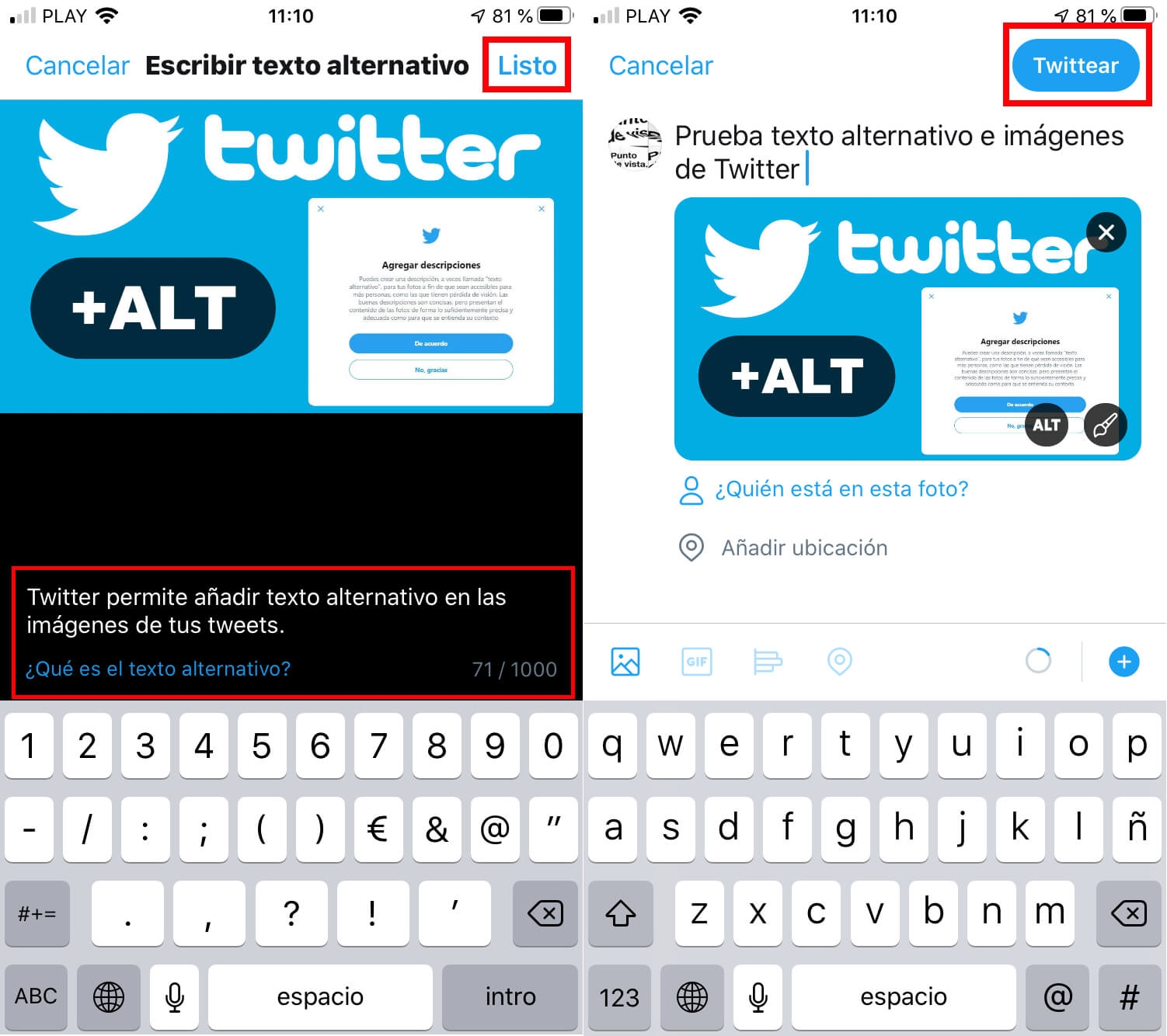 como añadir alt texto en las fotos de twitter