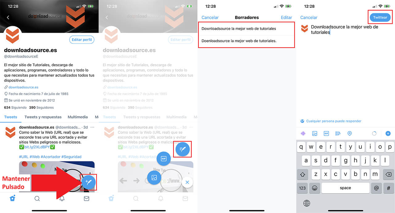 como recuperar los borradores de twitters