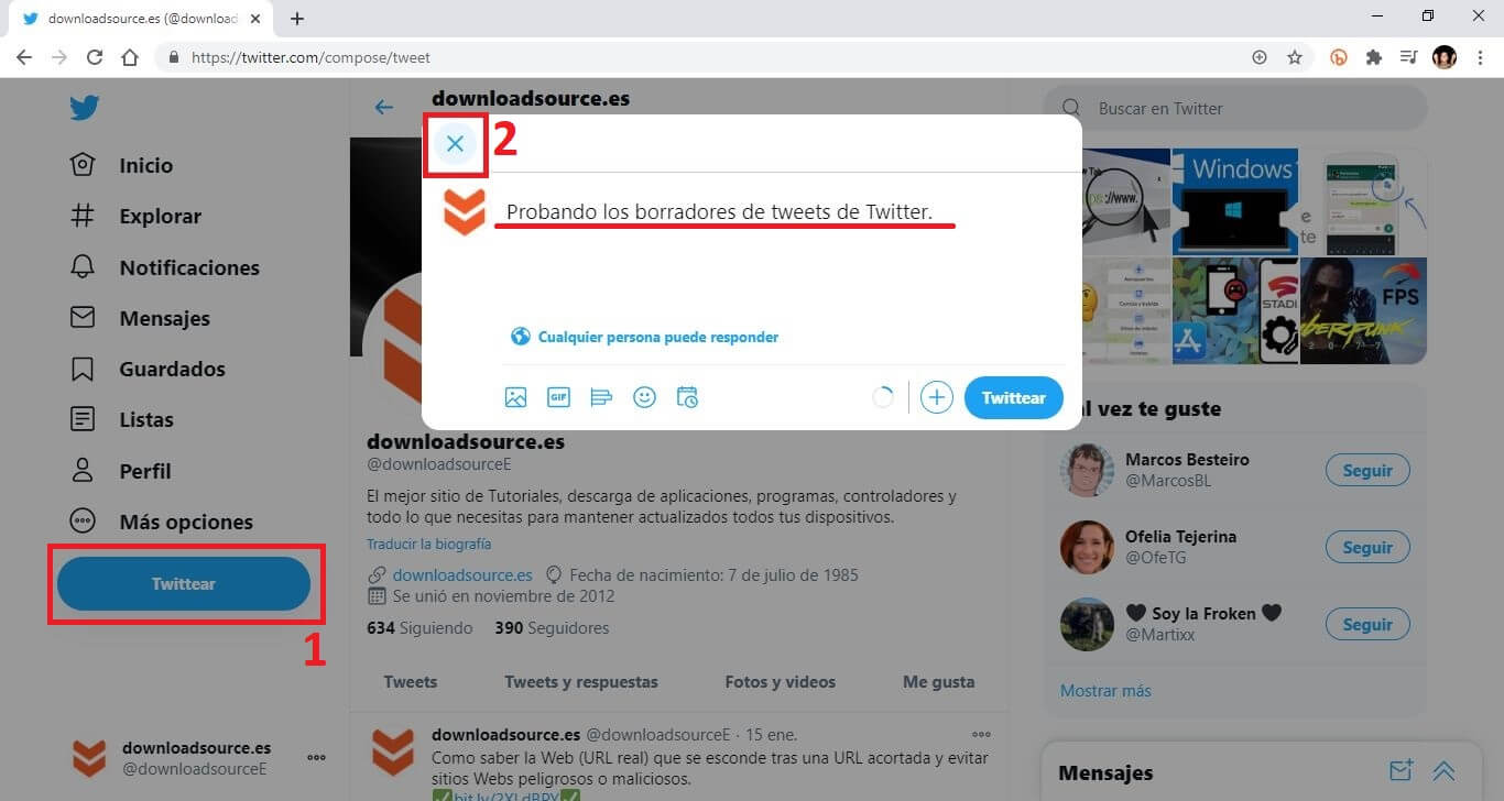 como usar los tweets borradores de twitter