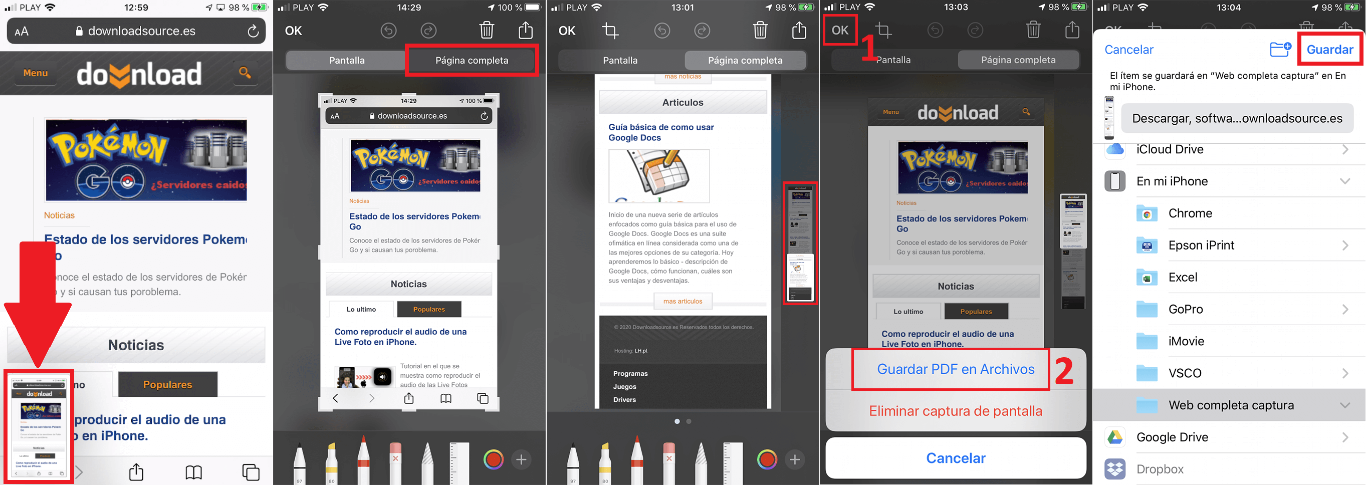 como capturar una web completa en iPhone con iOS