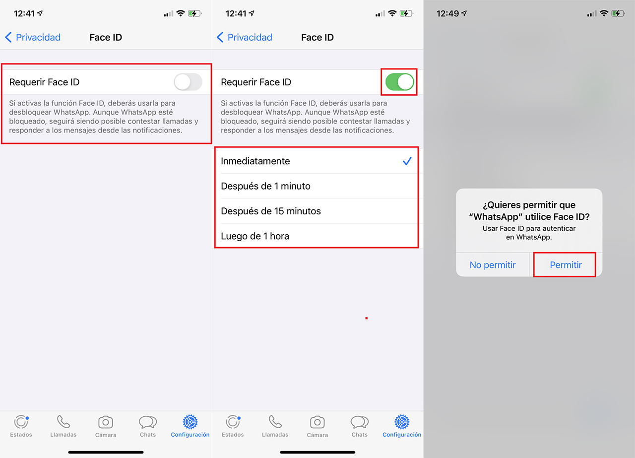 como proteger whatsapp con face id o touch id en iPhone