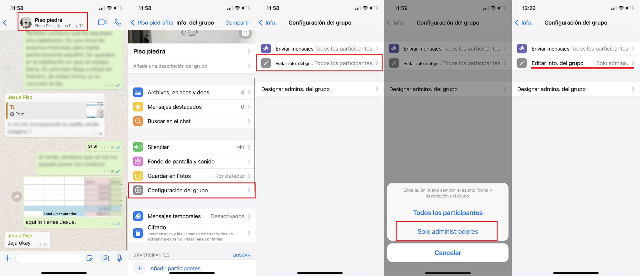 como evitar que los participantes de un grupo de whatsapp puedan cambiar la información de grupo desde android o iphone