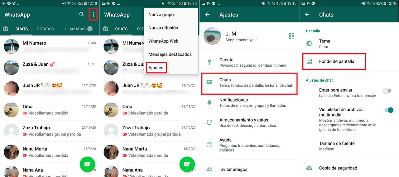 Cambia el fondo de pantalla de Whatsapp para poner la imágen que tu desees