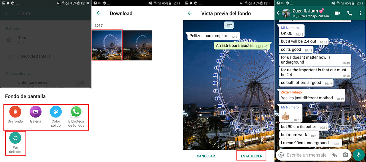 Whatsapp para Android te permite personalizar el fodo de pantalla de tus chats