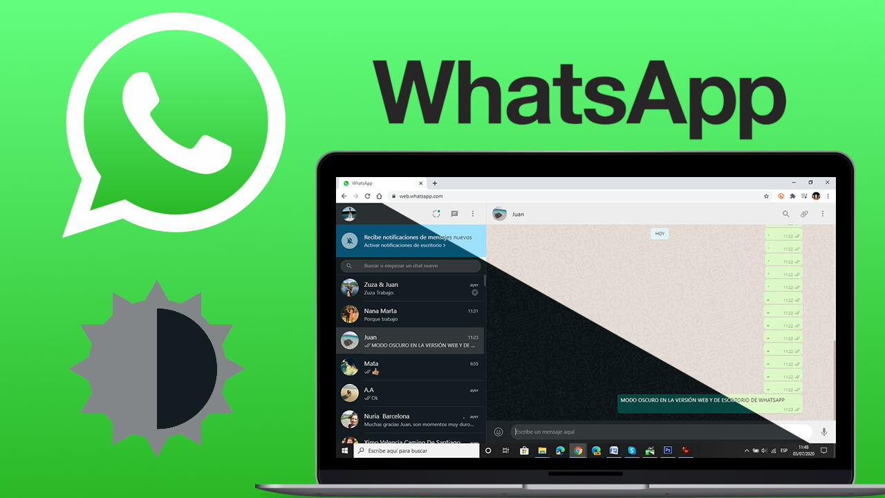Whatsapp tema oscuro en web o escritorio