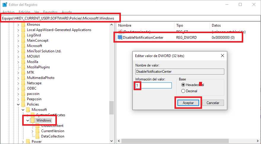 como solucionar el error que impide el uso del centro de actividades de Windows 10