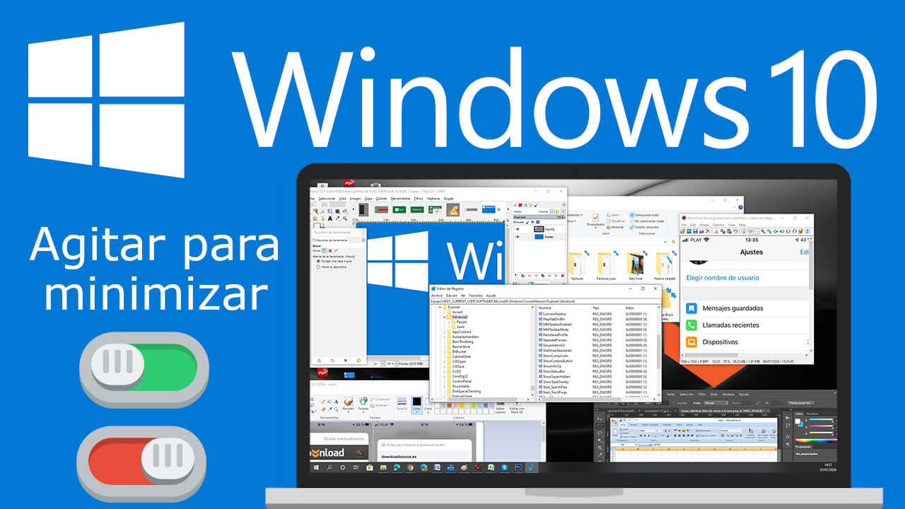 como desactivar la función agitar para minimizar ventanas en windows 10