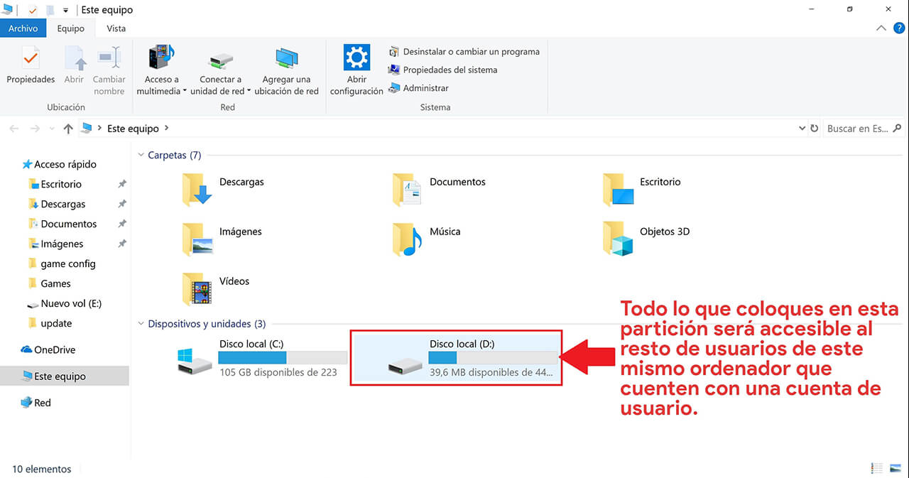 como compartir una carpeta o archivo con todos los usuarios de de ese ordenador con windows 10