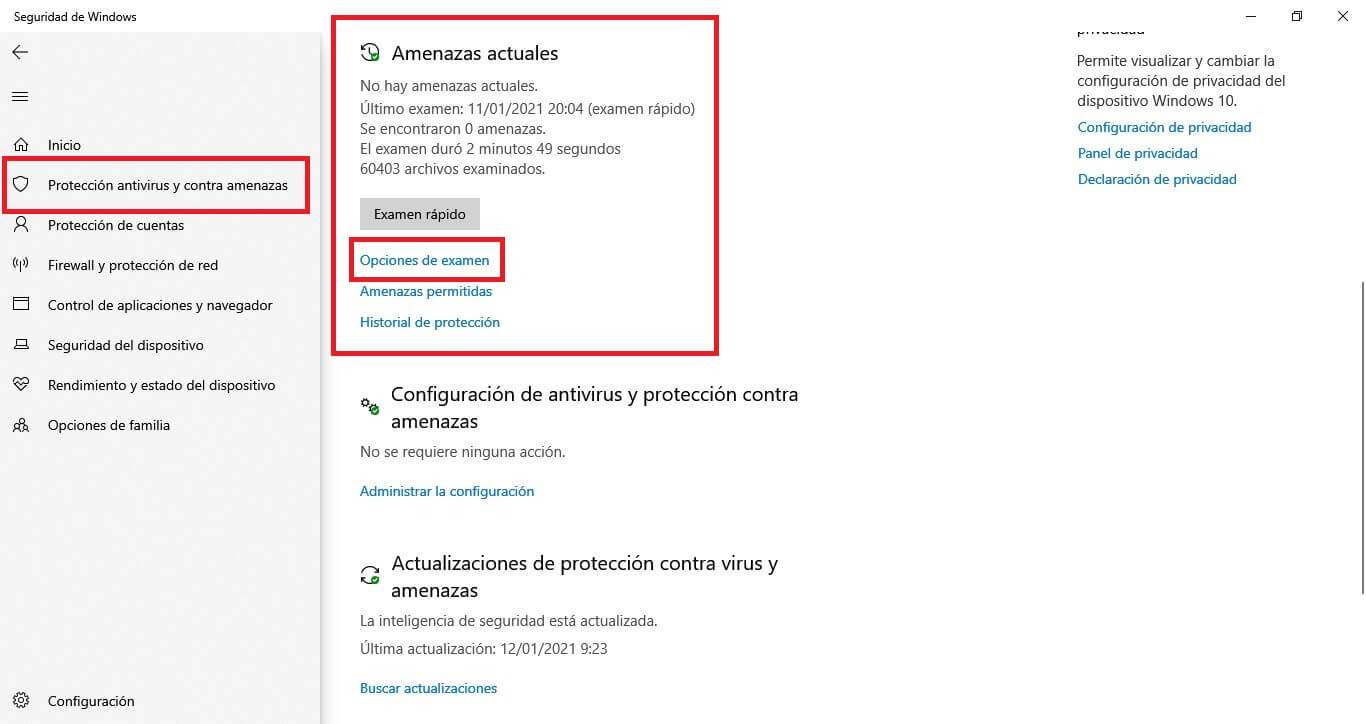 analizar todo tu ordenador con windows Defender para encontrar malware