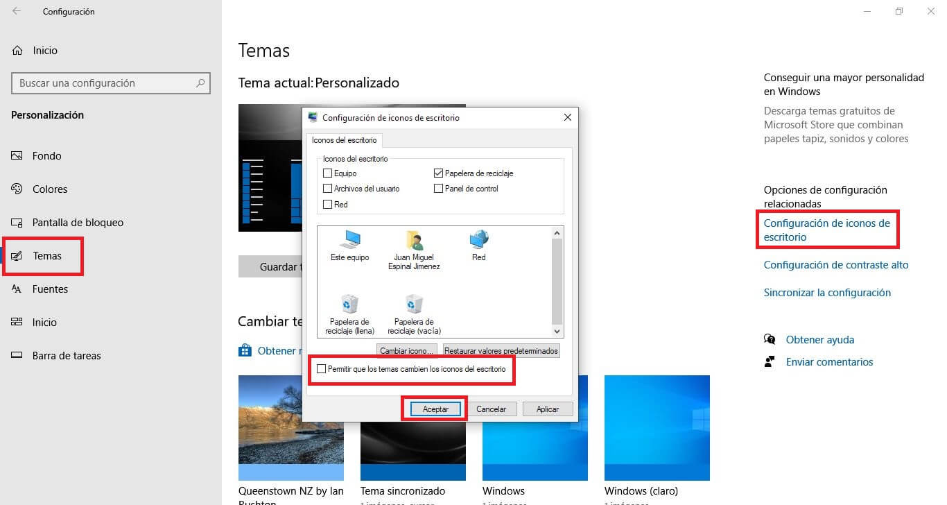 windows 10 no permite mover los accesos directo en el escritorio.
