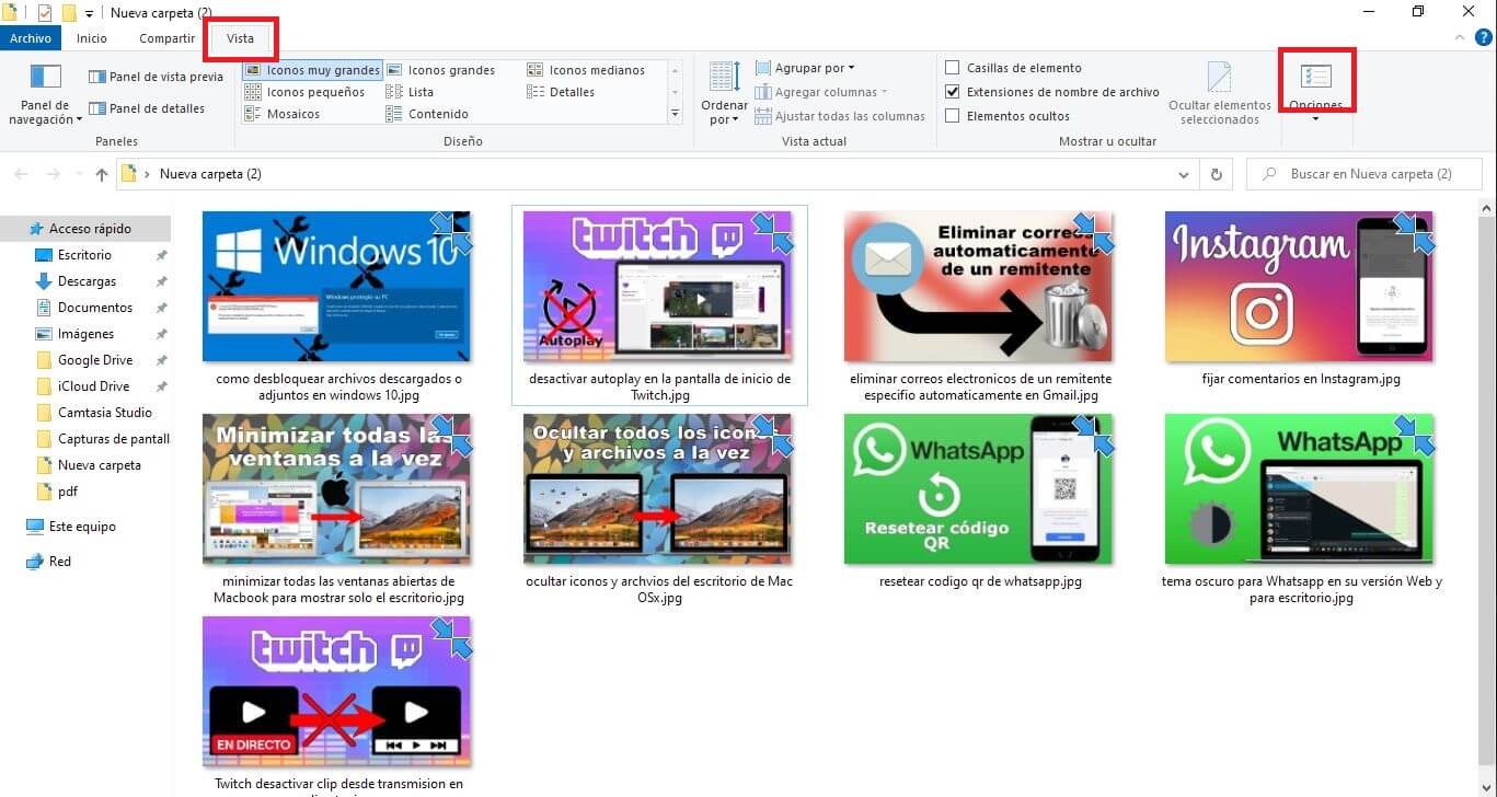 activar o desactivar la vista en miniaturas de los archivos de windows 10