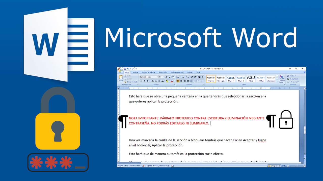 como proteger un parafor o texto de ser editado en un archivo word