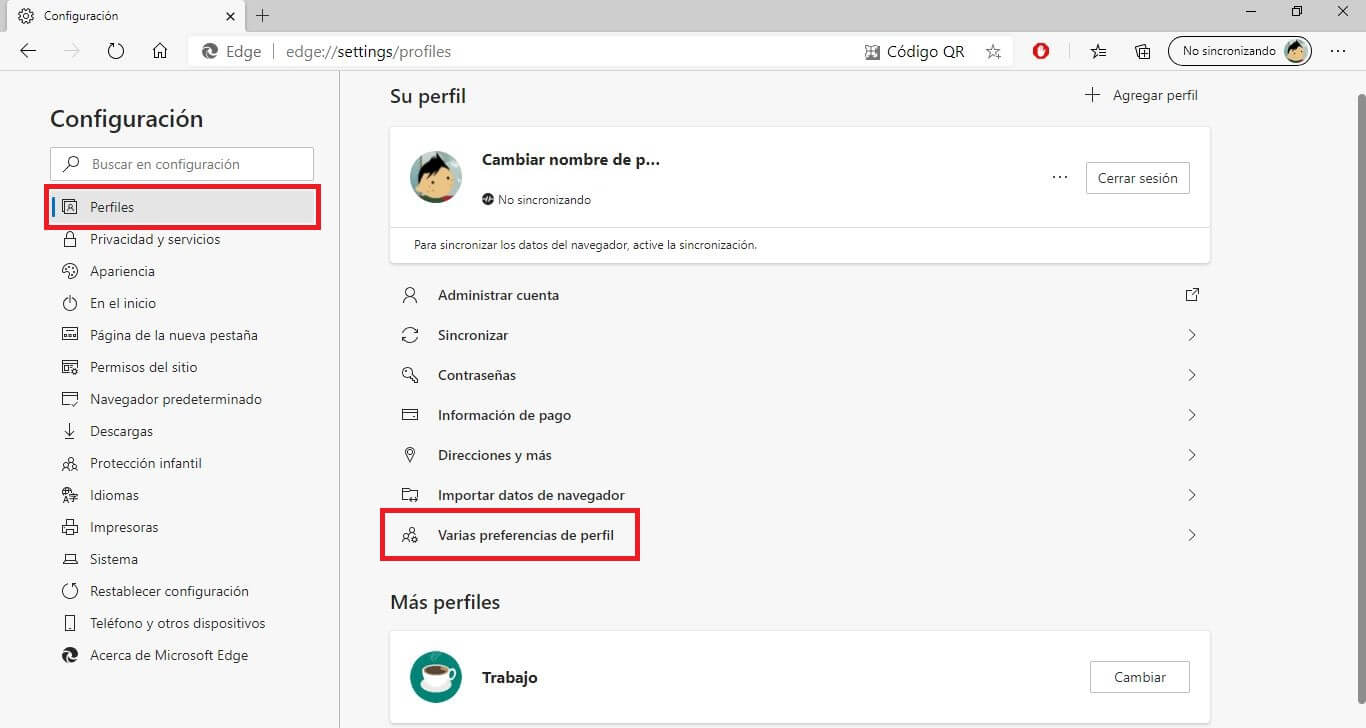 como cambiar de manera automatica el perfil que usas en el navegador Microsoft Edge