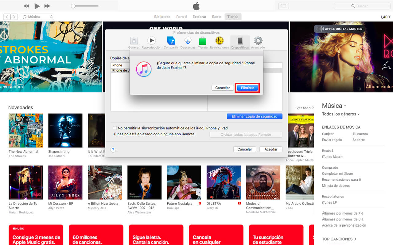 liberar espacio de almacenamiento en Mac, borrando las copias de seguridad de tu iPhone