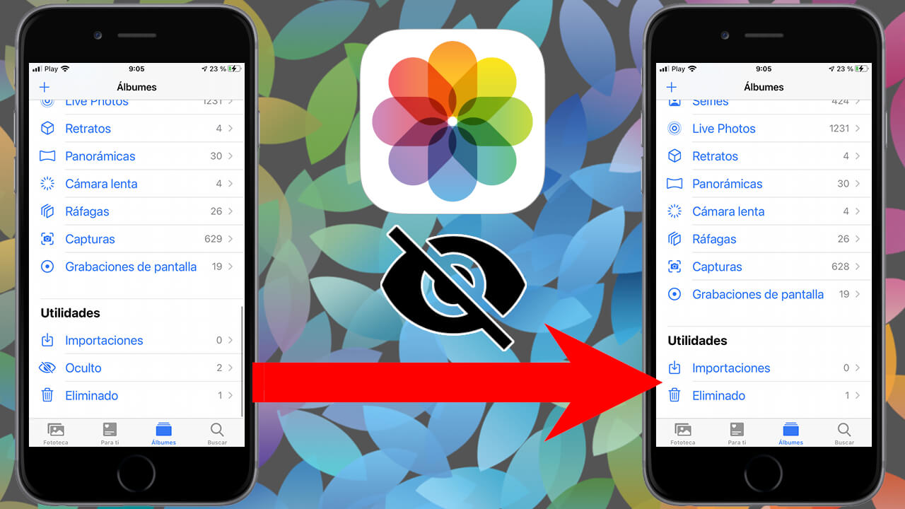 como ocultar el álbum oculto de fotos y videos en iPhone
