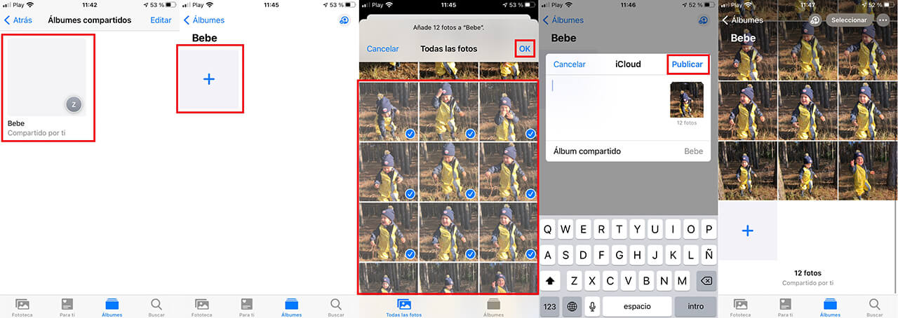 compartir album de fotos en iPhone