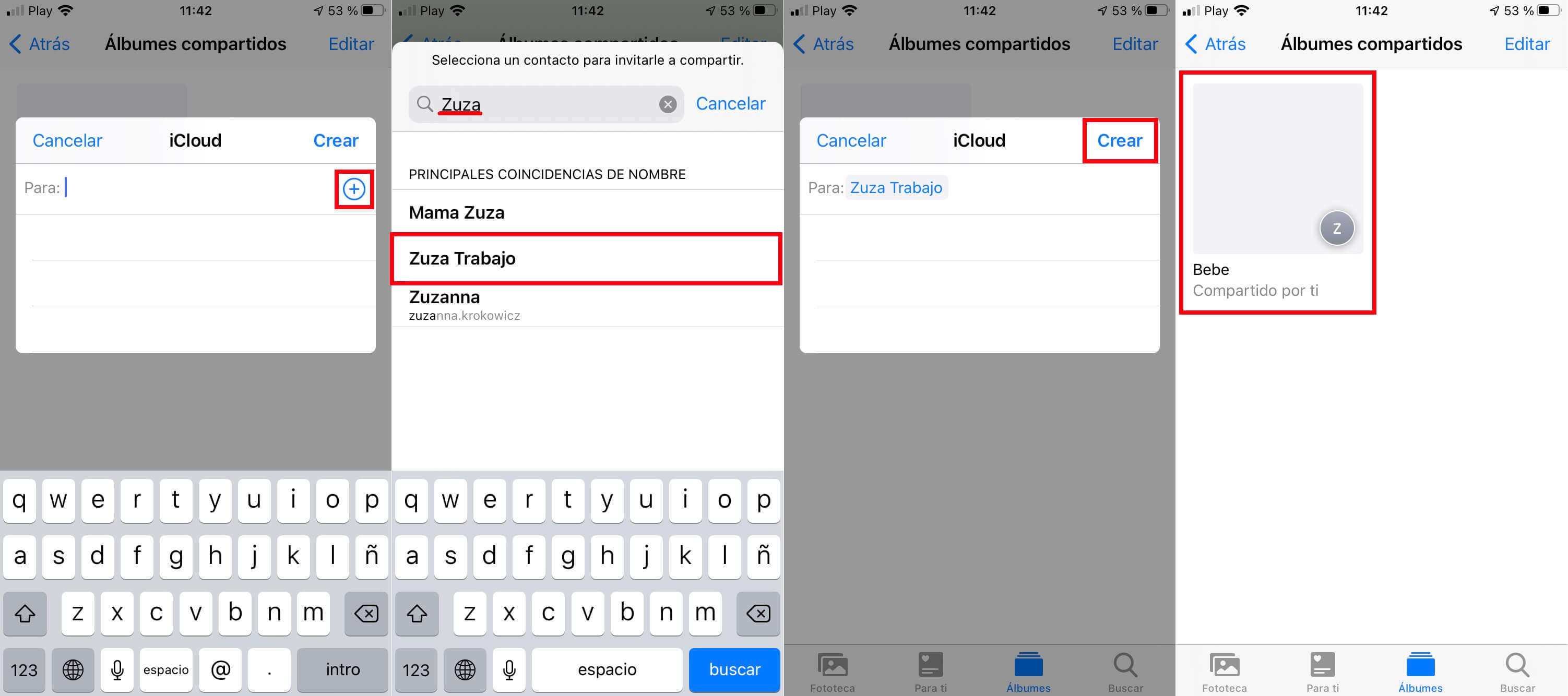 como crear y gestionar los albumes compartido en iPhone