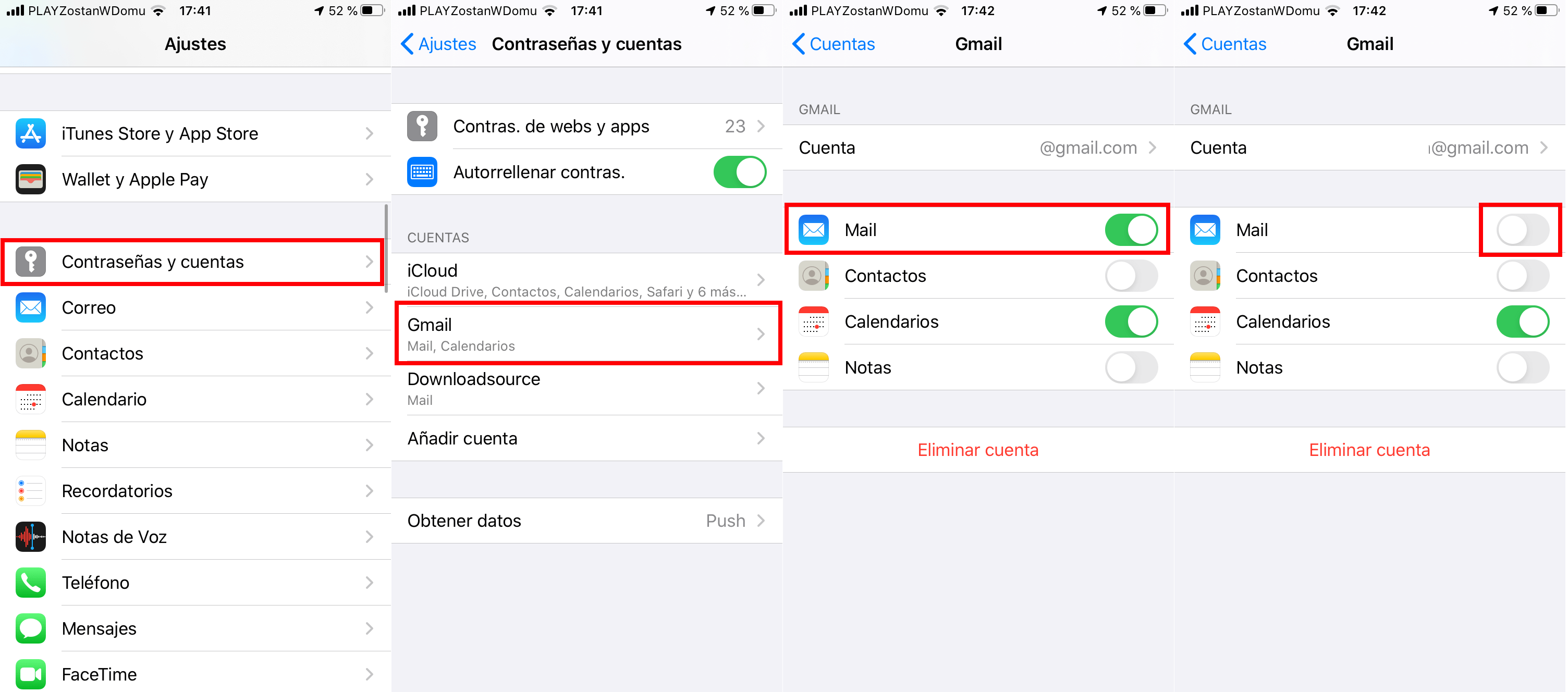 dejar de ver el correo de una cuenta vinculada en tu iPhone para que deje de mostrarse en la app Correo