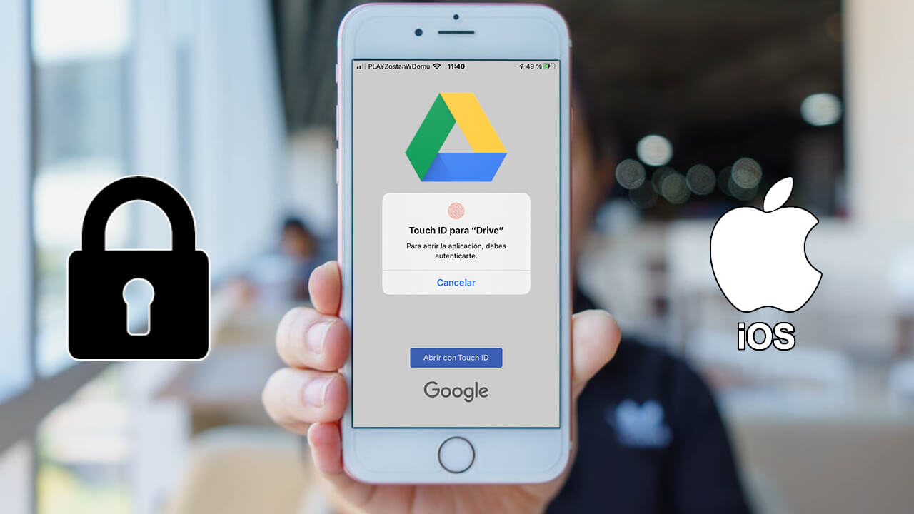 como proteger tu cunta de google drive con contrasela huella o face id en iPhone