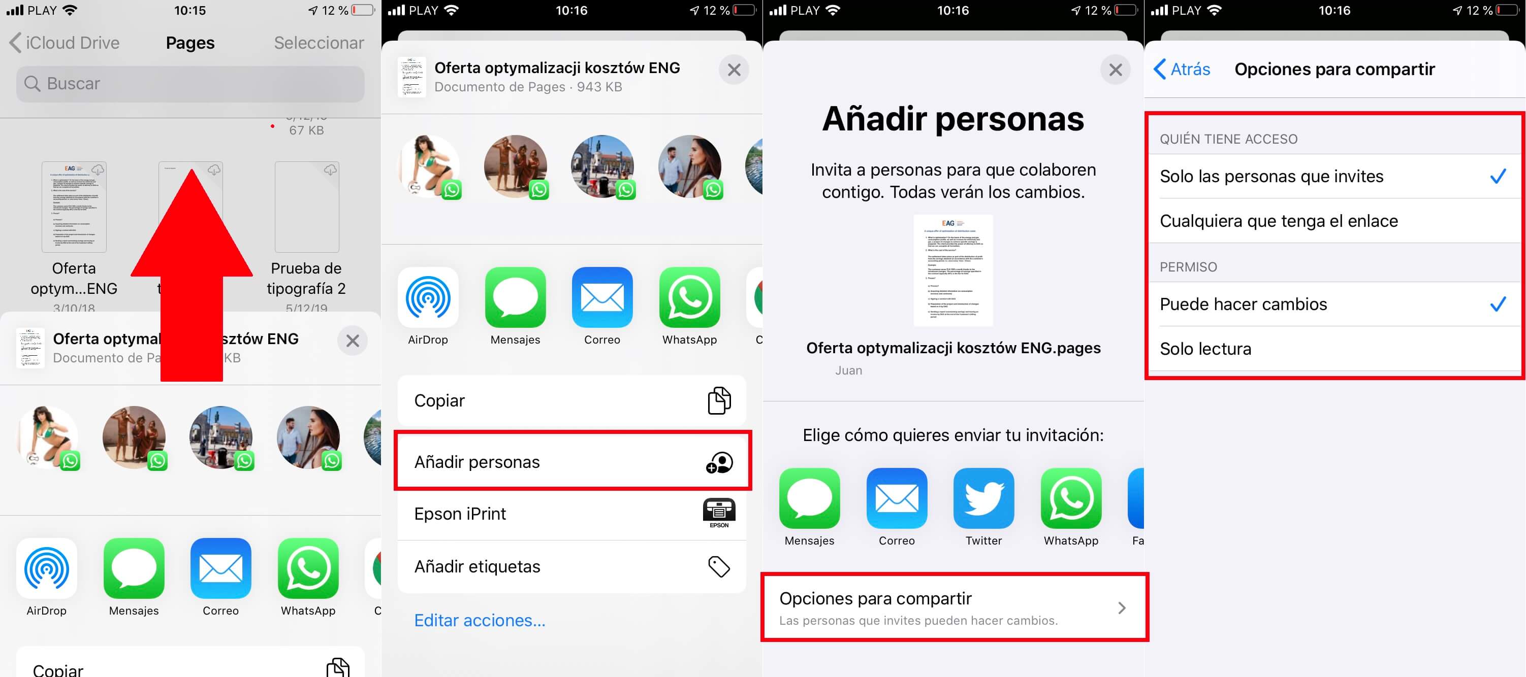 iphone permite compartir archivos usando icloud drive de la app archivos