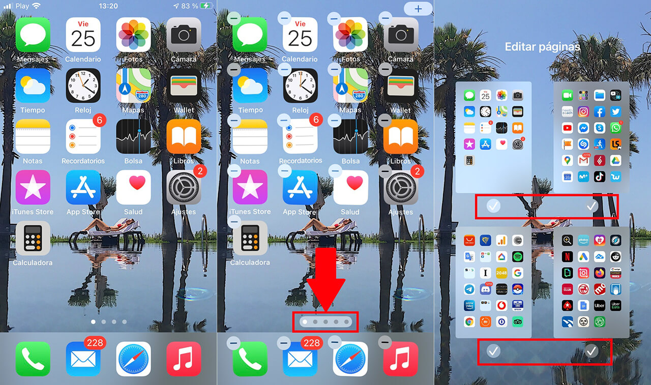 como ocultar cualquiera de las pantallas de inicio y sus apps en iPhone