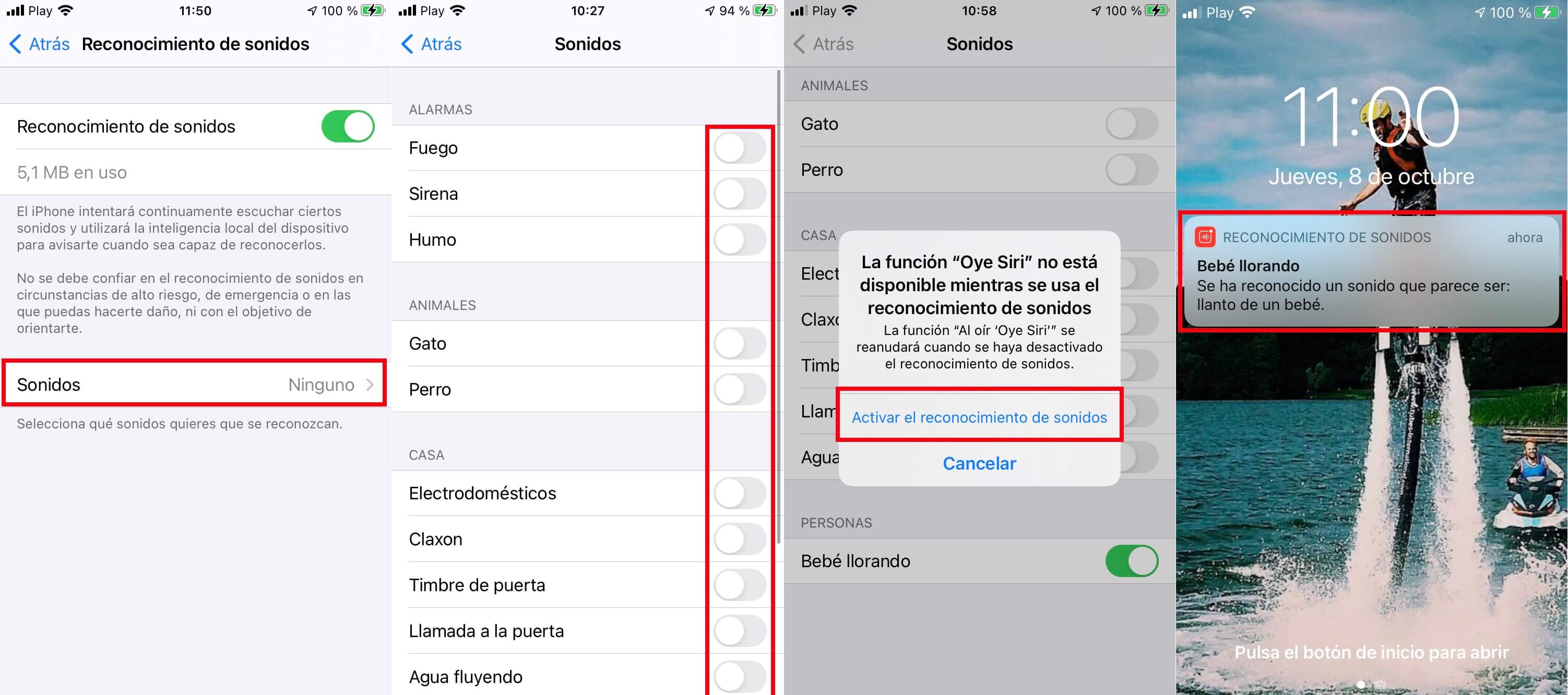 notificaciones en iPhone cuando se reconozca un sonido por el microfono