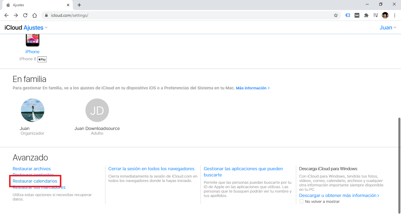restaurar los calendarios eliminados de tu iPhone y sincronizados a icloud