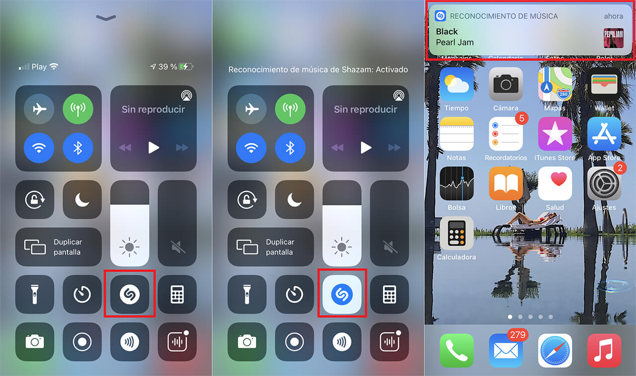añadir el botón de shazam en el centro de control de iPhone