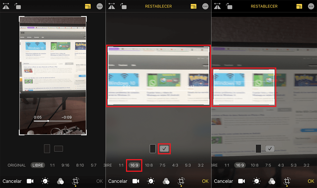 como recortar la imagen de un video de iphone