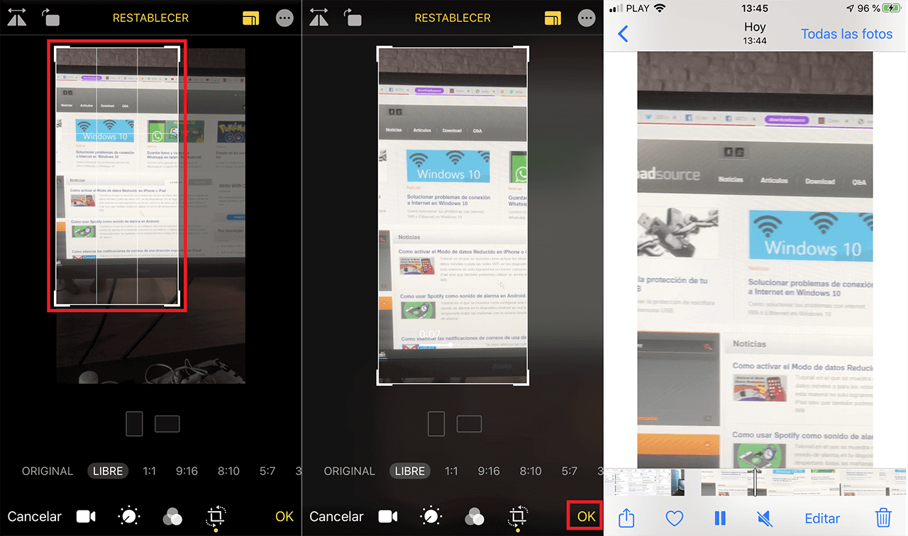 como recortar el encuadre de un video de iPhone