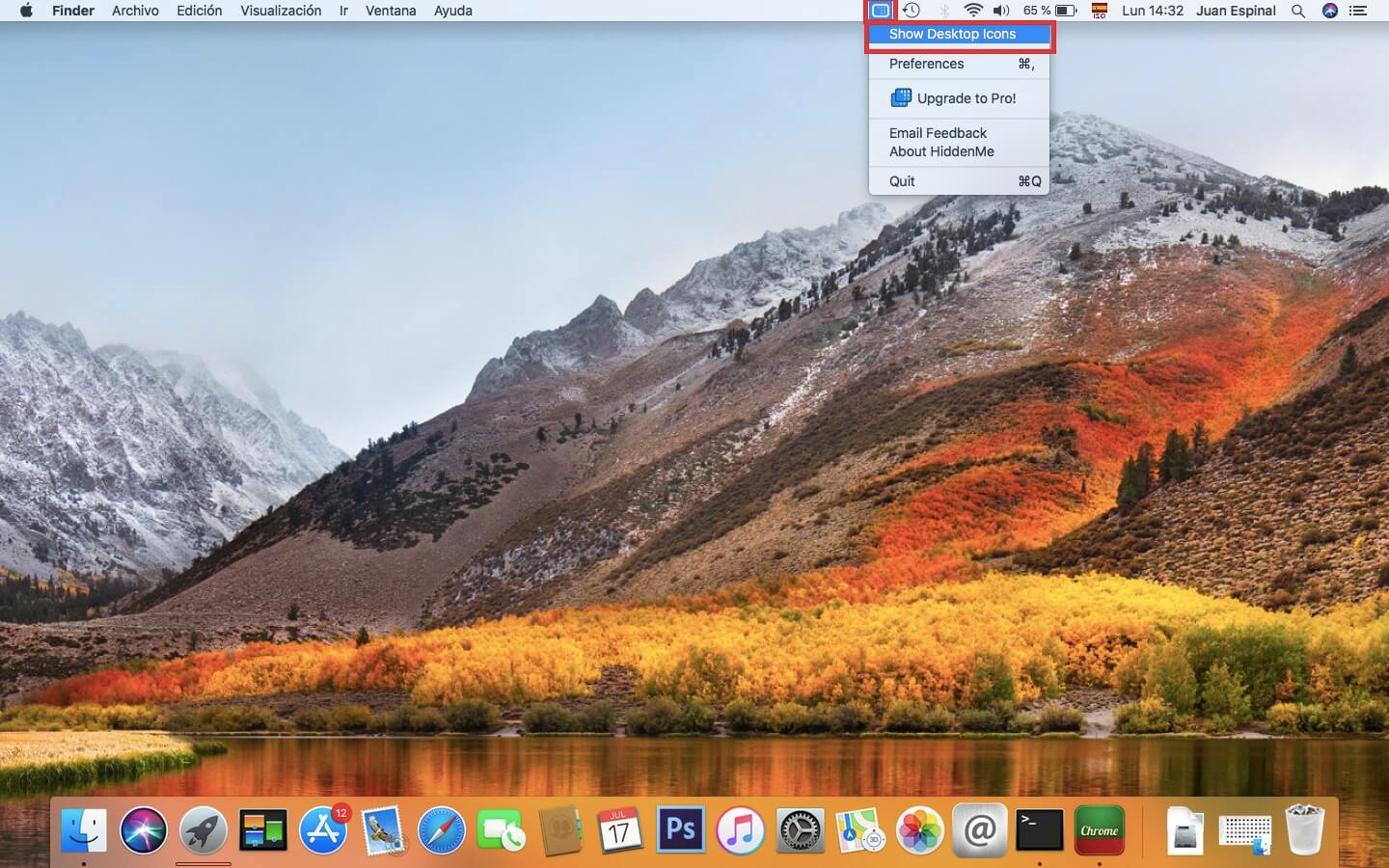 como ocultar todos los iconos del escritorio a la vez en mac osx