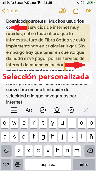 como seleccionar texto en iPhone o iPad con iOS