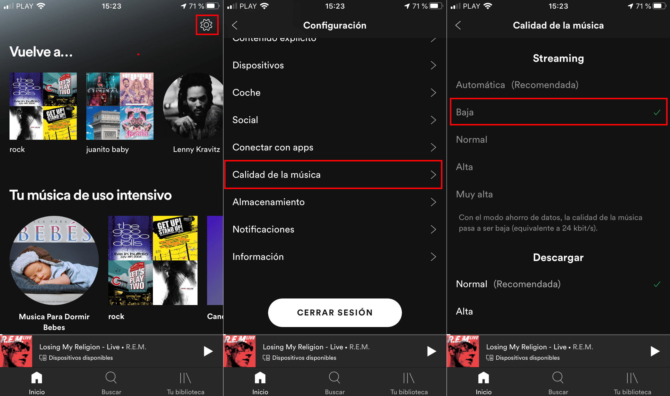 como activar el modo de Ahorro de datos en spotify