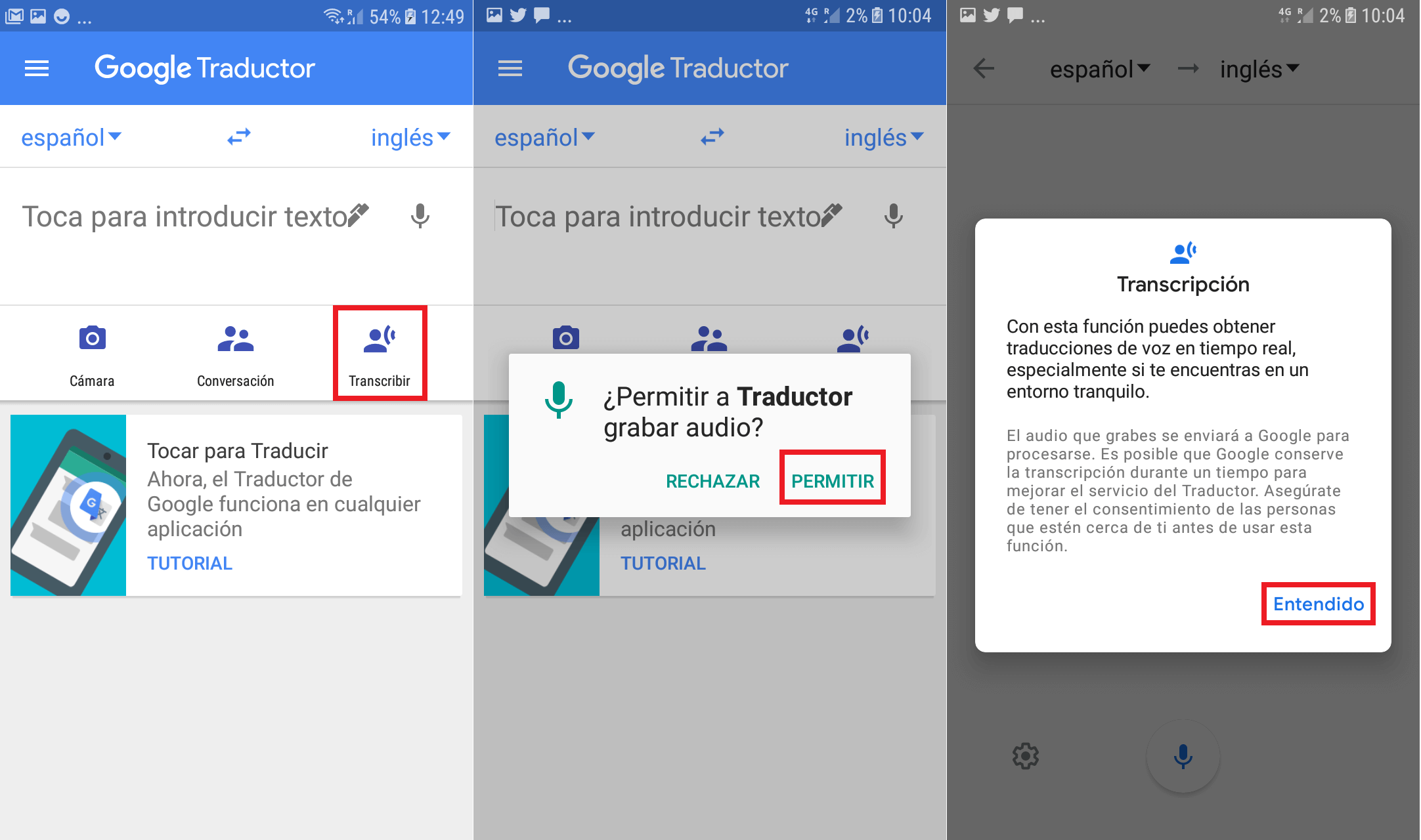 traducir una conversacion en tiempo real con el traductor de Google