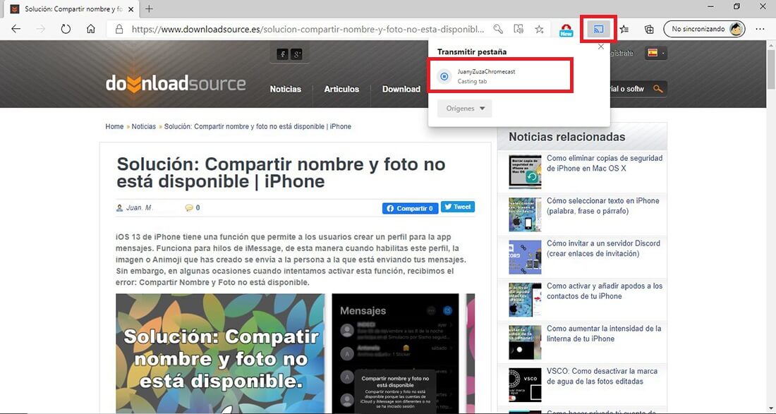 como ver el contenido de tu navegador Edge en tu tv usando chromecast u otro dispositivo cast