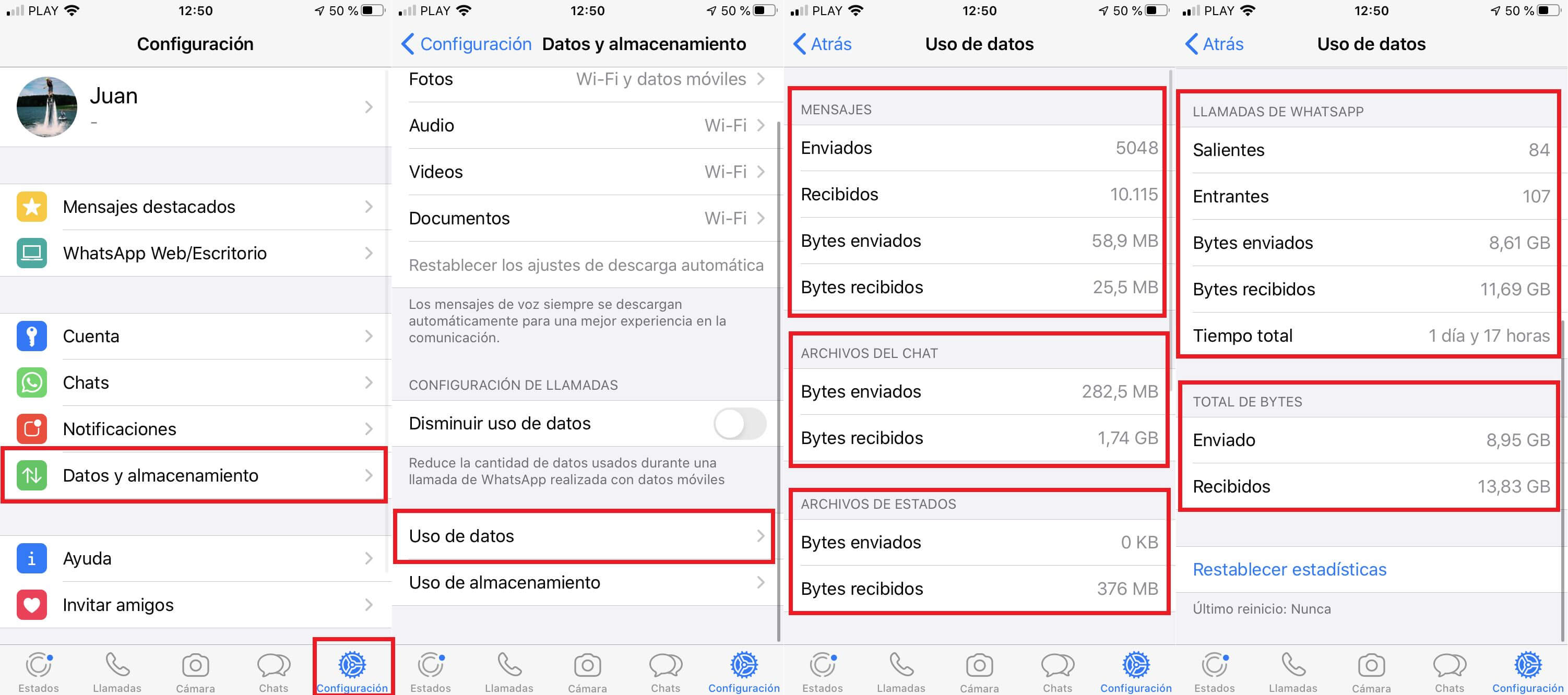 ¿cuantos datos consume Whatsapp en mi iPhone o Android?