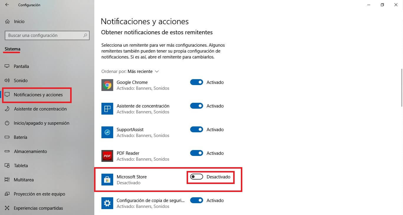 como evitar que la tienda oficial de windows 10 muestre notificaciones cuando se actualicen las apps instaladas