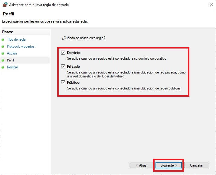 usar un puerto especifico para un programa de windows 10