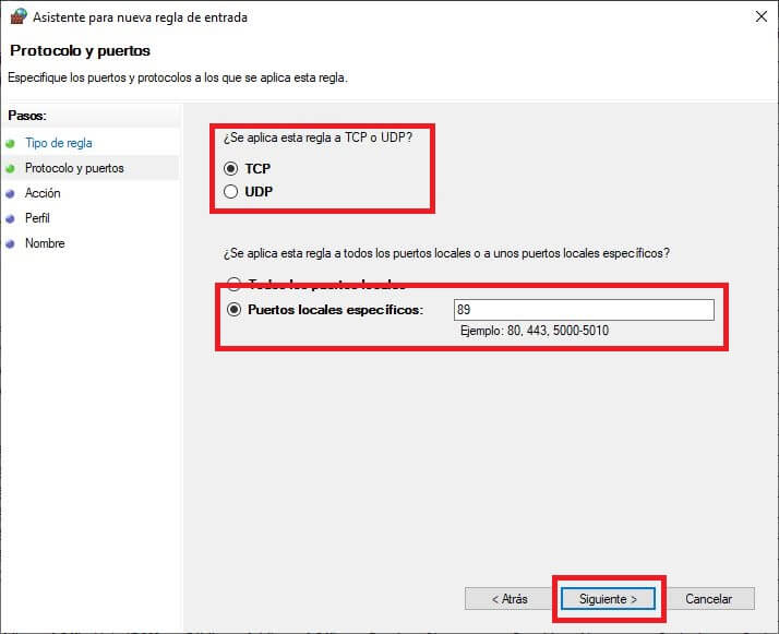 redireccionamiento de puertos en windows 10