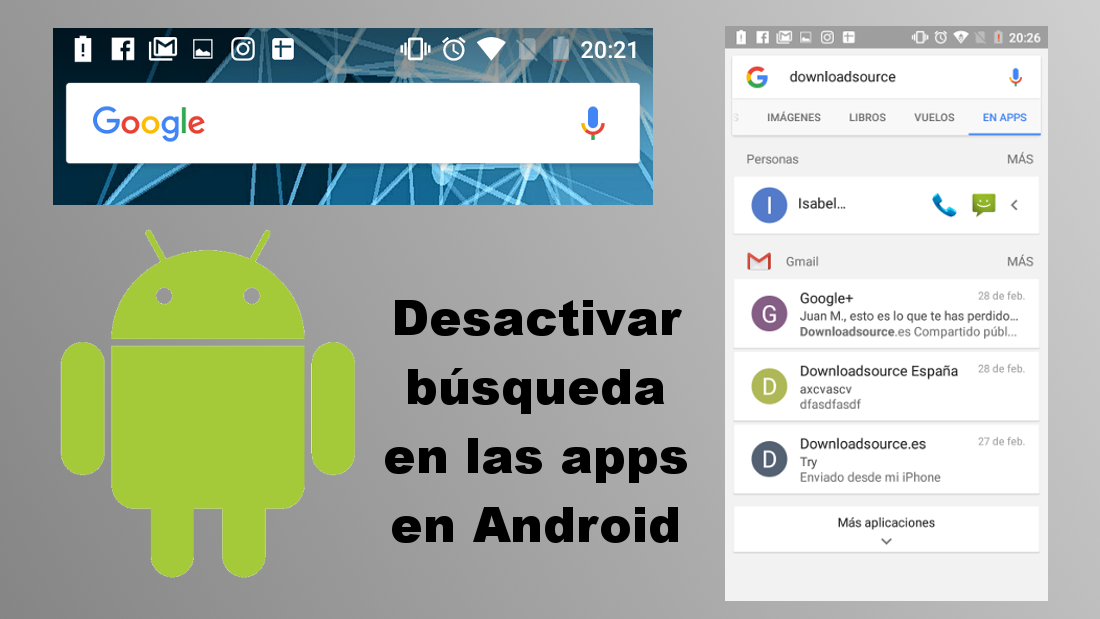 Como evitar la busqueda dentro de las apps de android