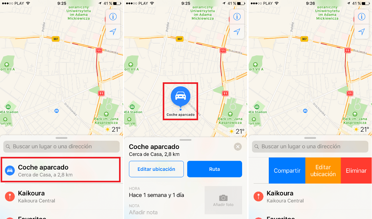 como saber la localizacion exacta del aparcamiento de tu coche desde tu iPhone