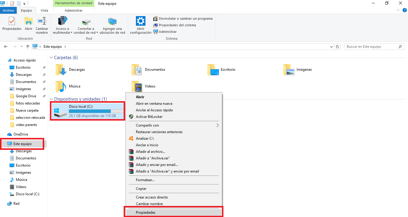 herramienta de desfragmentar y optimizar la unidad de Windows 10