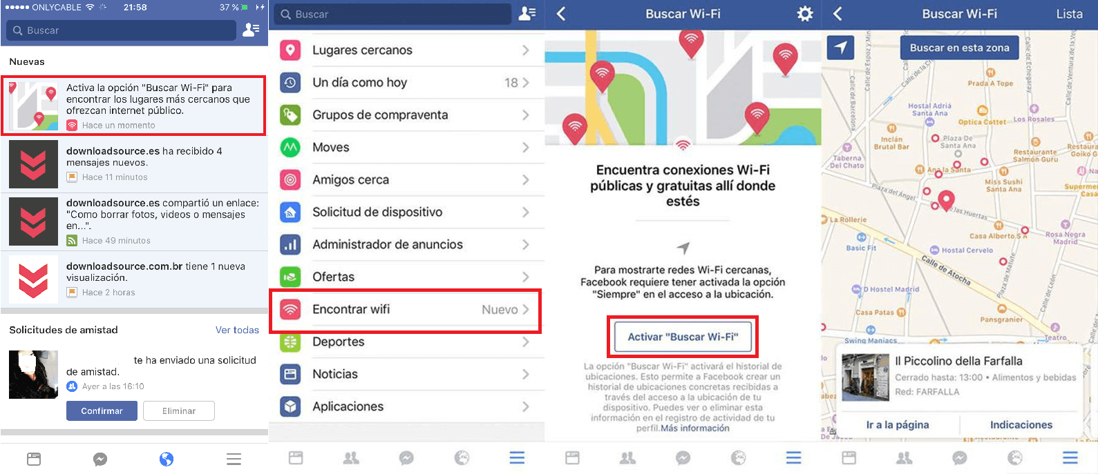 buscar Wifi de Facebook como desactivarlo o usarlo