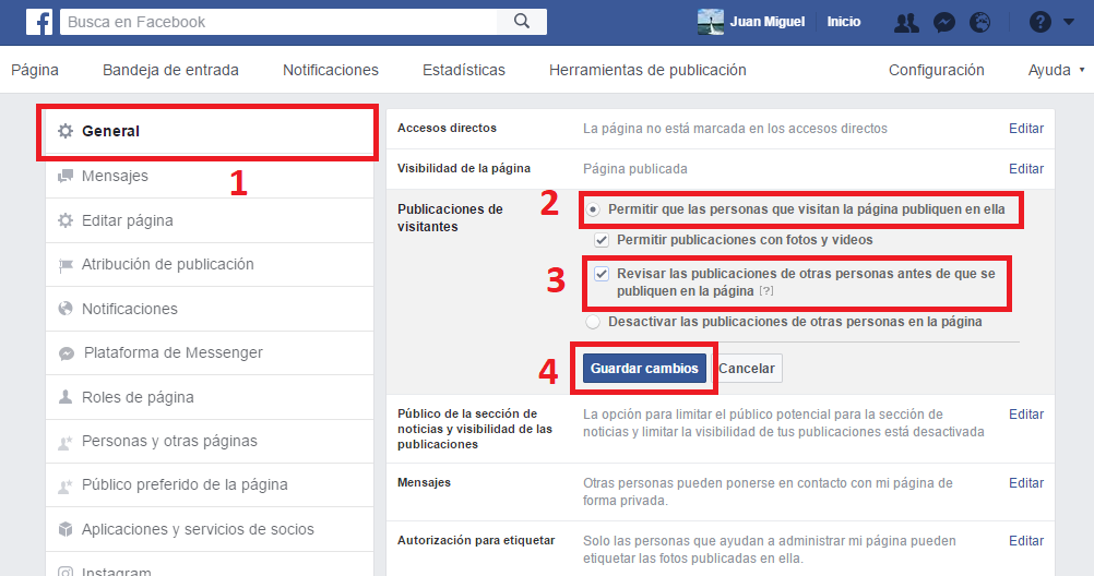 revisar los post de otras personas en tu pagina de facebook antes de que se publiquen.