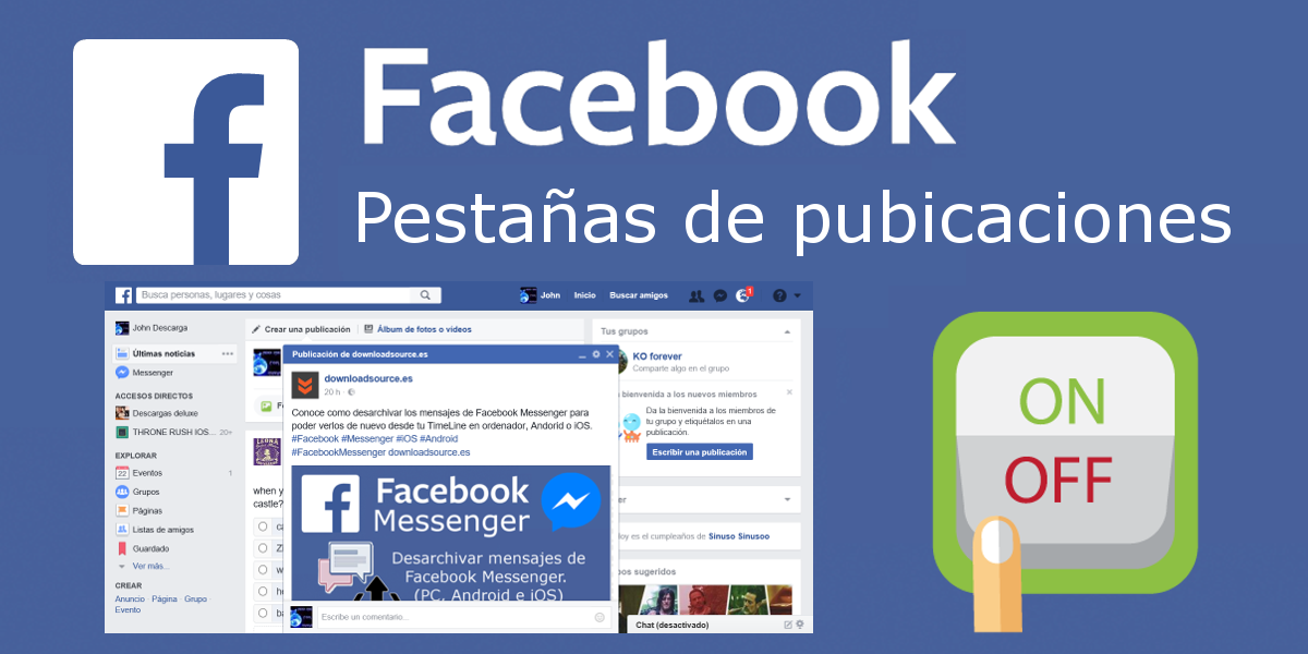 Como activar o desactivar las pestañas de publicaciones de Facebook