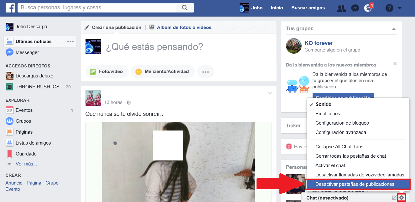 Mostrar publicaciones de Facebook en las pestañas